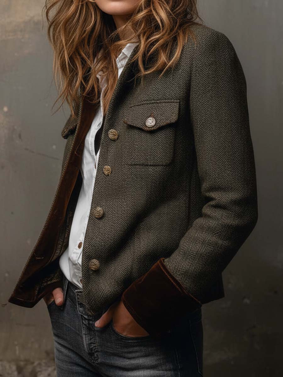 Olivia ⎸ Blazer in Twill con Profili a Contrasto