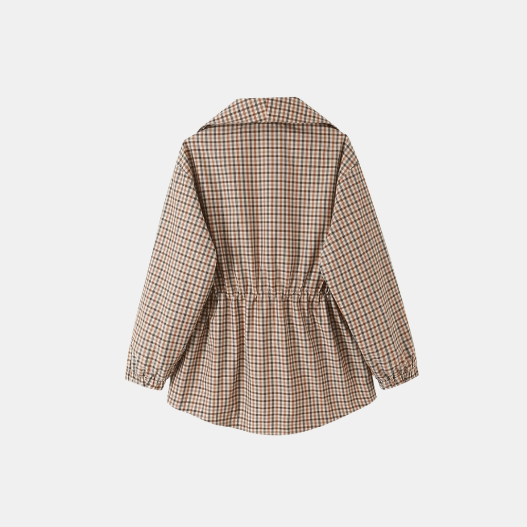 Giacca Oversize a Quadri con Colletto Ampio