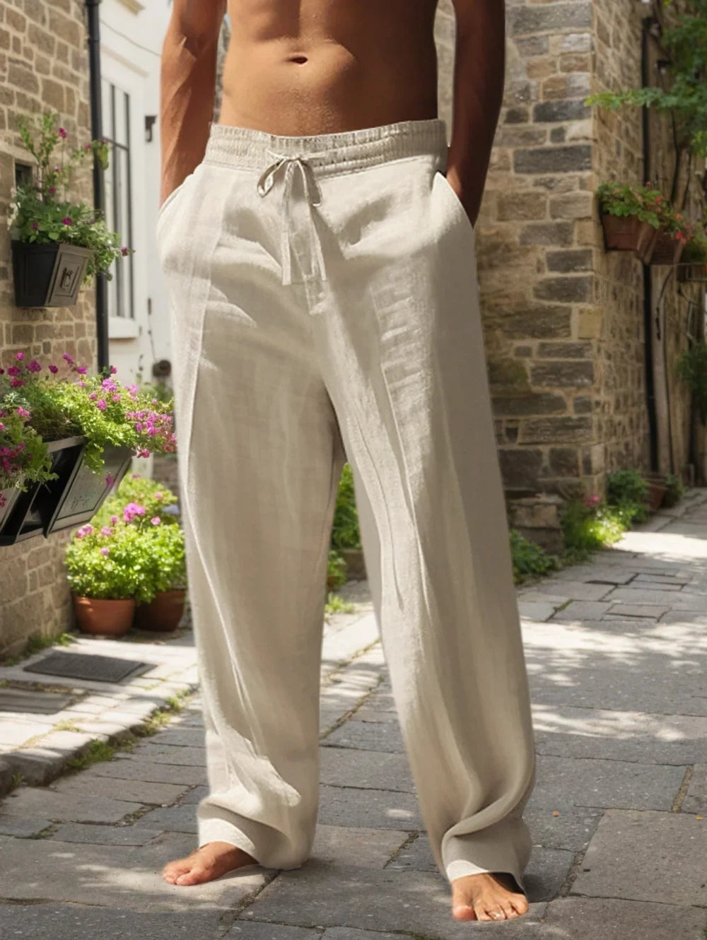 Pantaloni Lunghi Lino Cotone Estivi