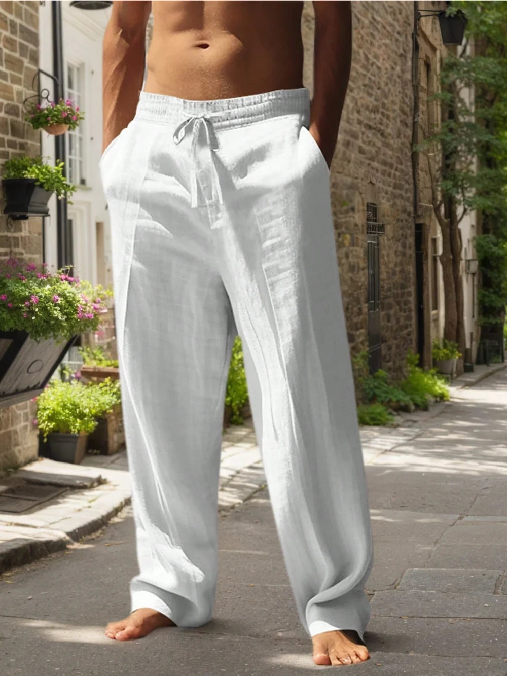 Pantaloni Lunghi Lino Cotone Estivi