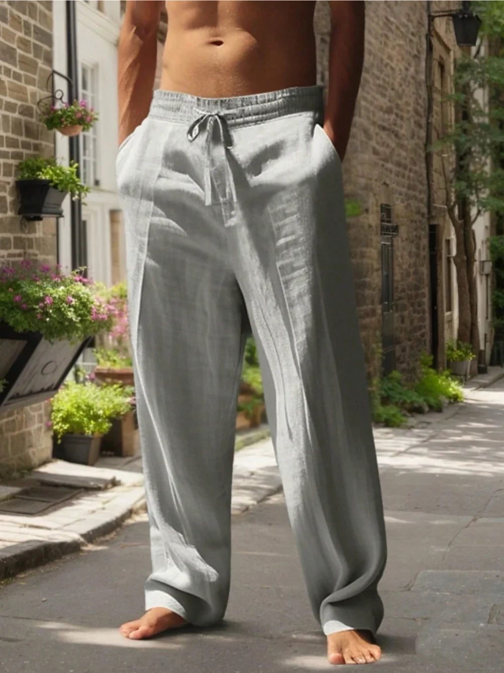 Pantaloni Lunghi Lino Cotone Estivi