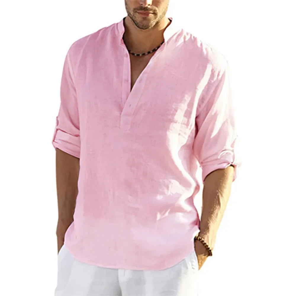 Camicia Casual Uomo Cotone Lino