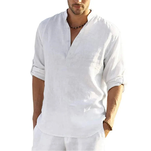 Camicia Casual Uomo Cotone Lino