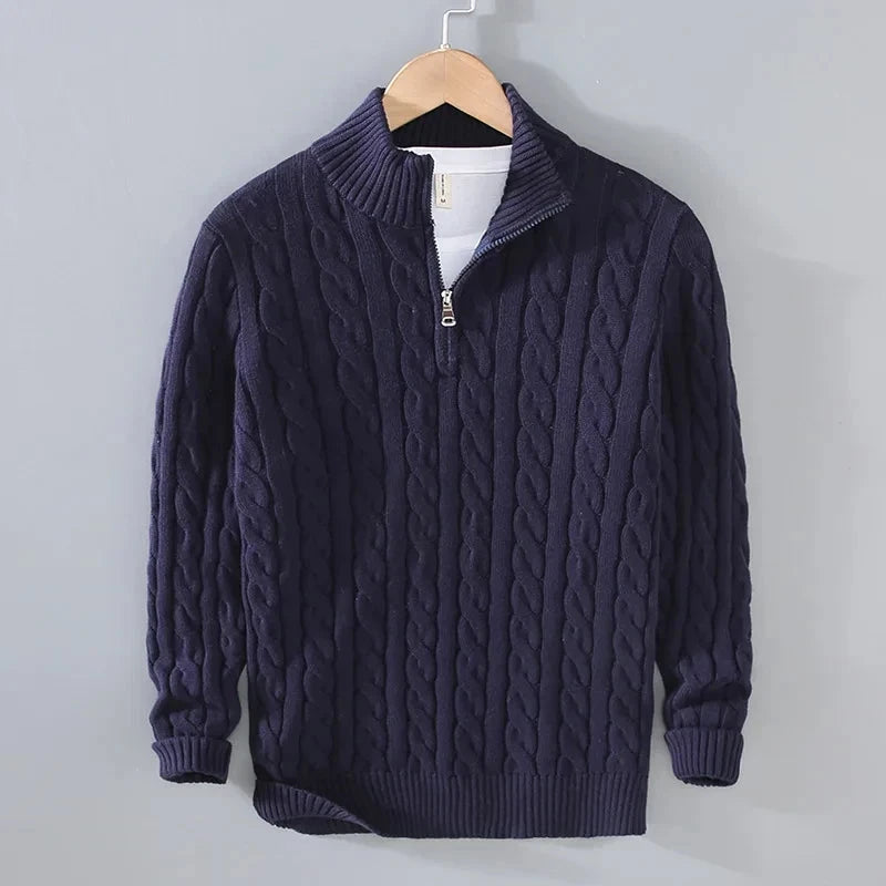 Zip Collar Knit Pullover