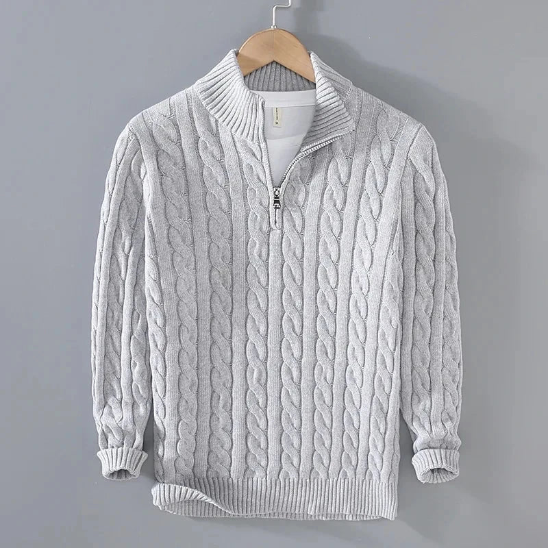 Zip Collar Knit Pullover