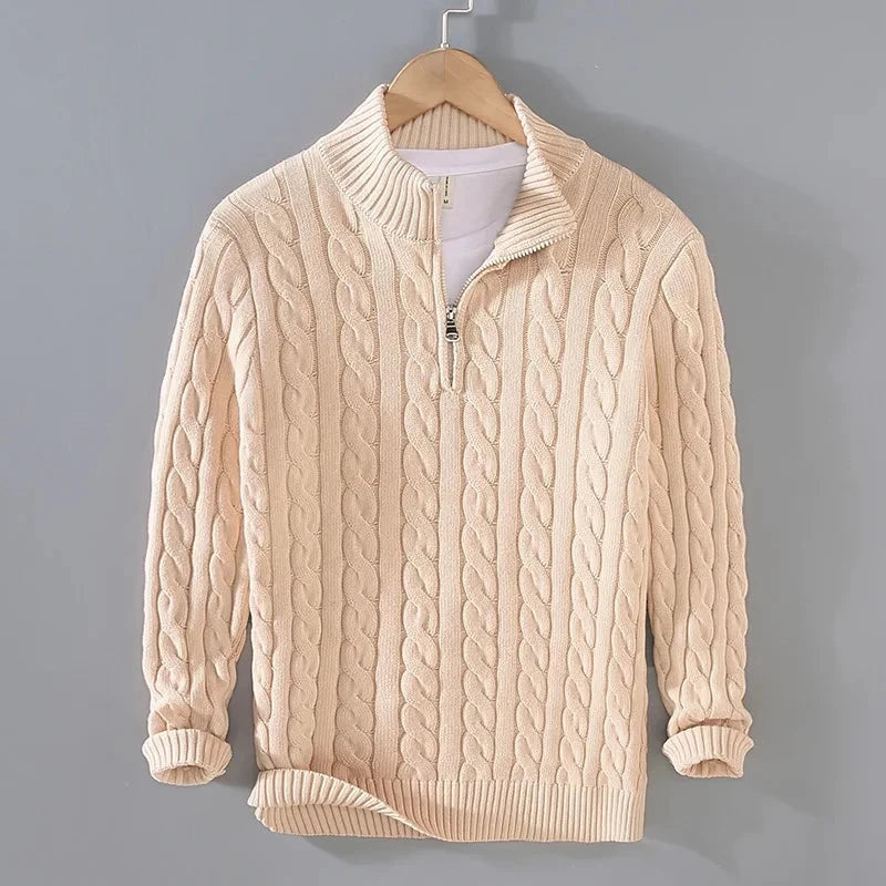 Zip Collar Knit Pullover