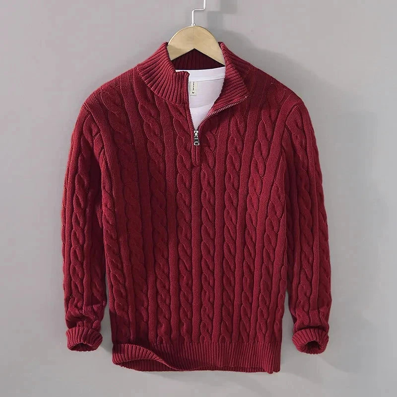 Zip Collar Knit Pullover