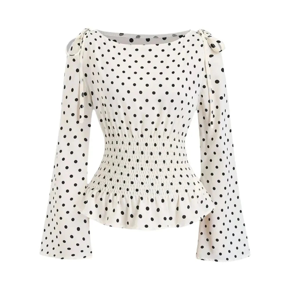 Blusa cu volane și buline
