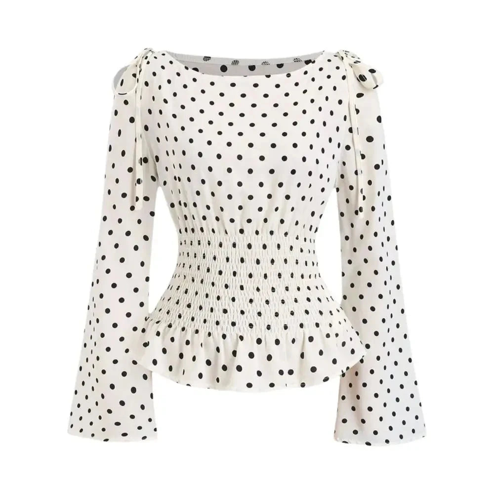 Blusa cu volane și buline