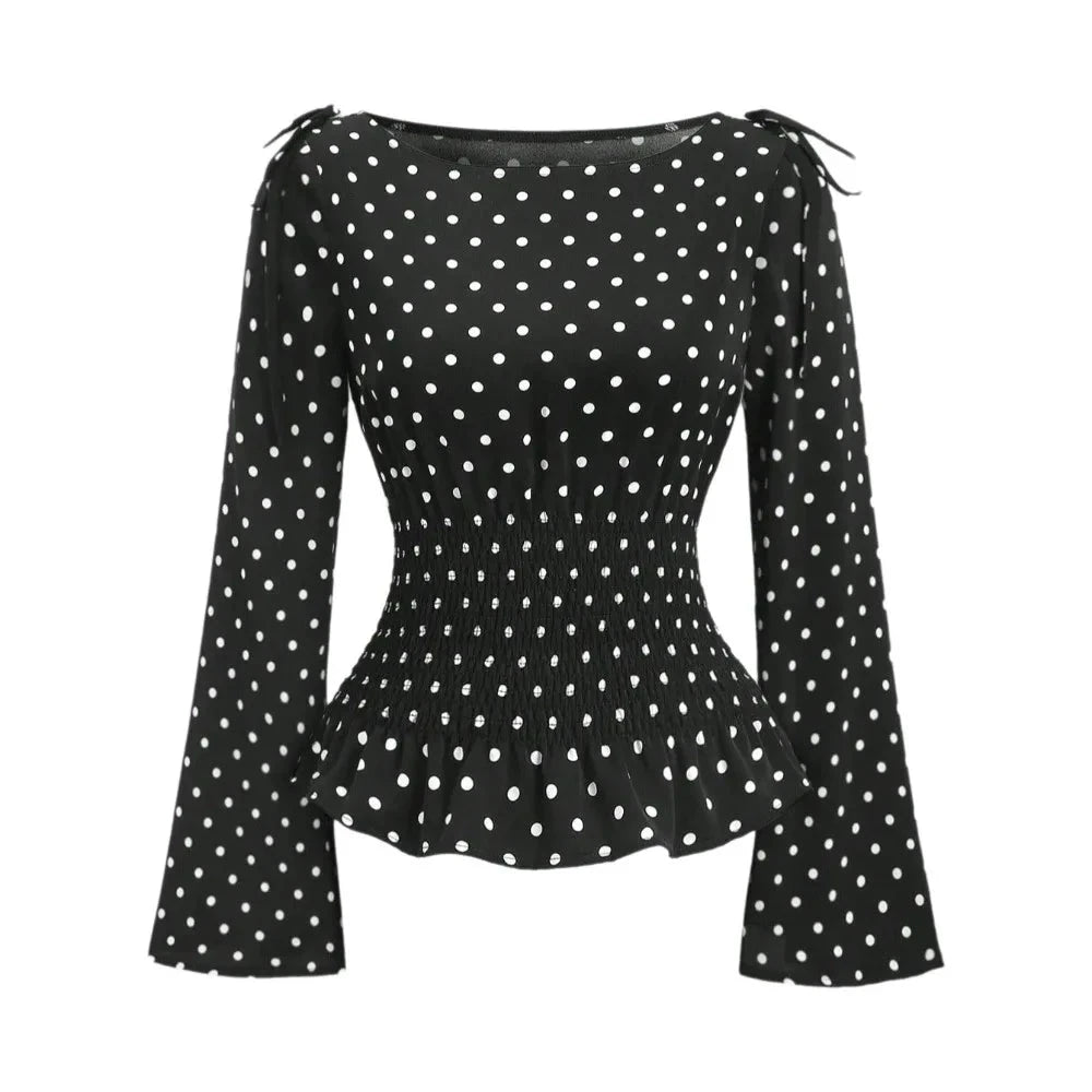 Blusa cu volane și buline