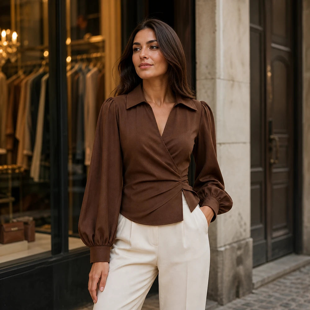 Blusa elegante vita arricciata