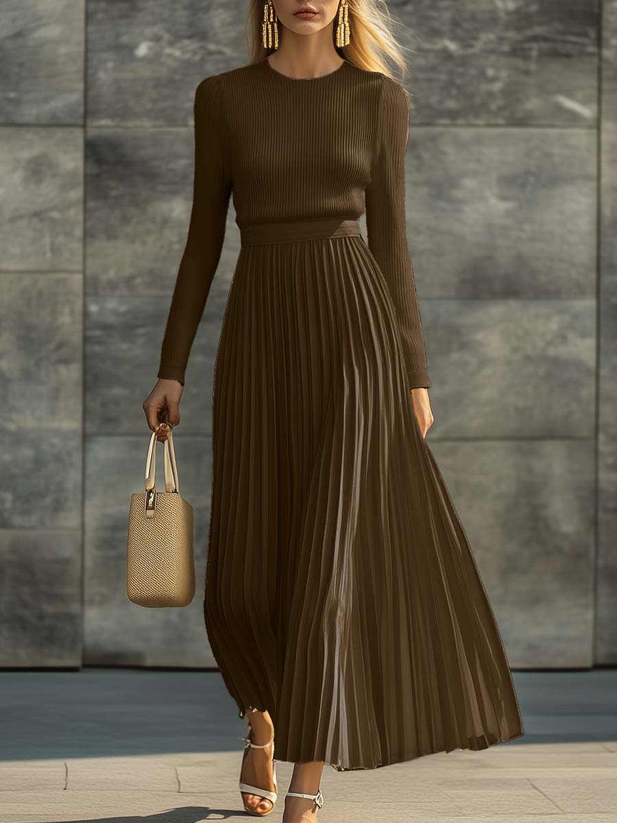 Charlotte | Ribbed Knit Top and Pleated Midi Skirt Set