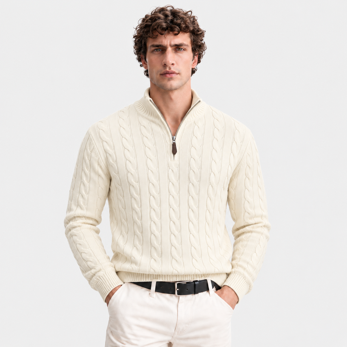 Maglione Treccia Zip