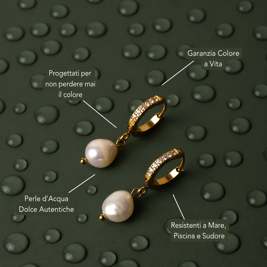 ORECHERORECCHINI A CERCHIO CON PERLE D'ACQUA DOLCE