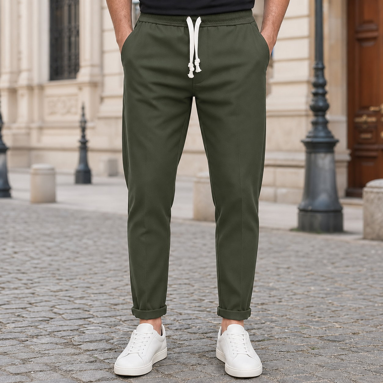 Pantaloni casual cu șnur