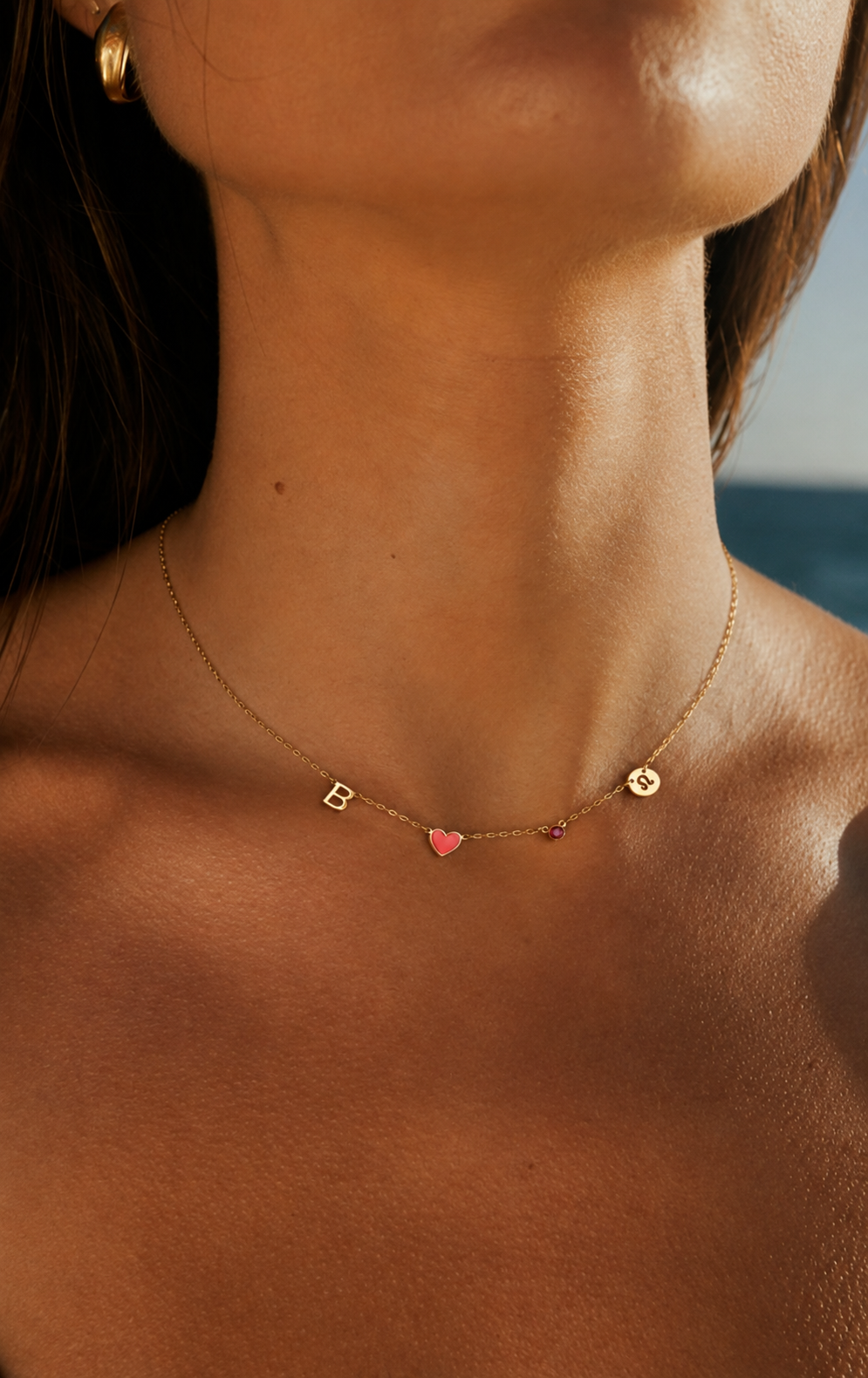 Collana personalizzata con cuore e iniziali, pietra natale e segno zodiacale