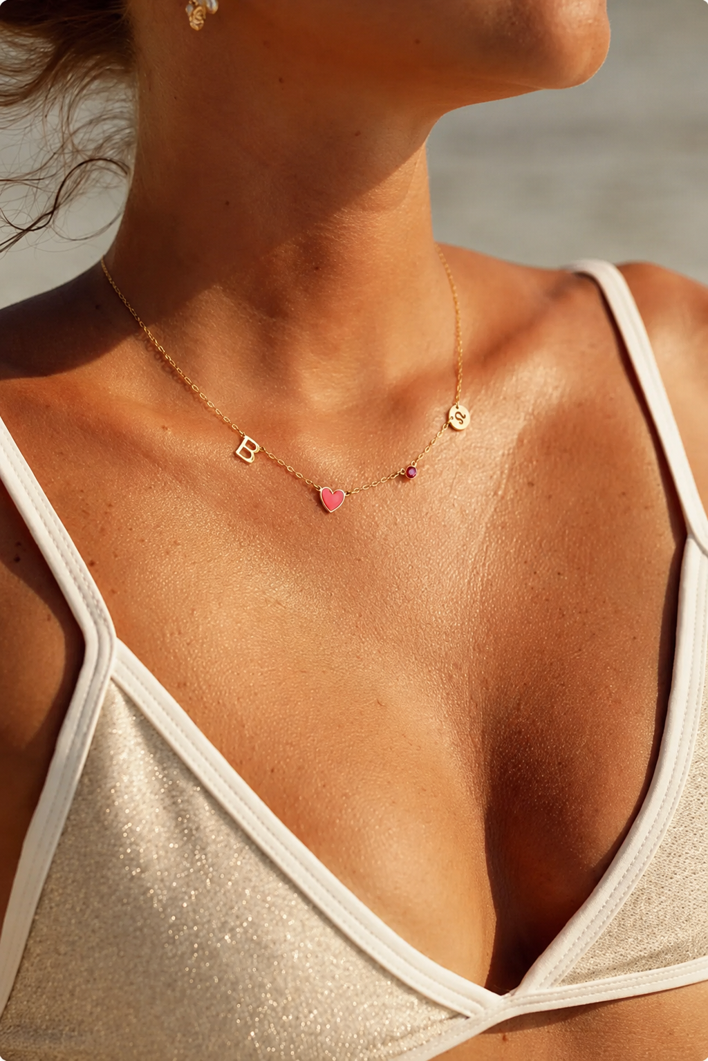 Collana personalizzata con cuore e iniziali, pietra natale e segno zodiacale