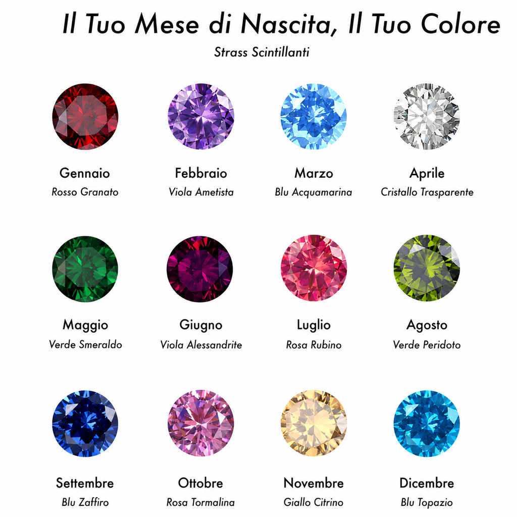 Collana personalizzata con cuore e iniziali, pietra natale e segno zodiacale