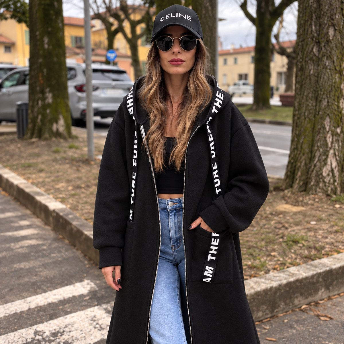 Cappotto oversize con cappuccio