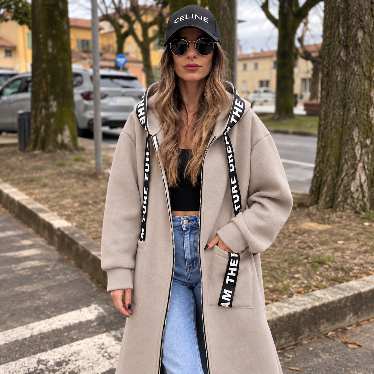 Cappotto oversize con cappuccio