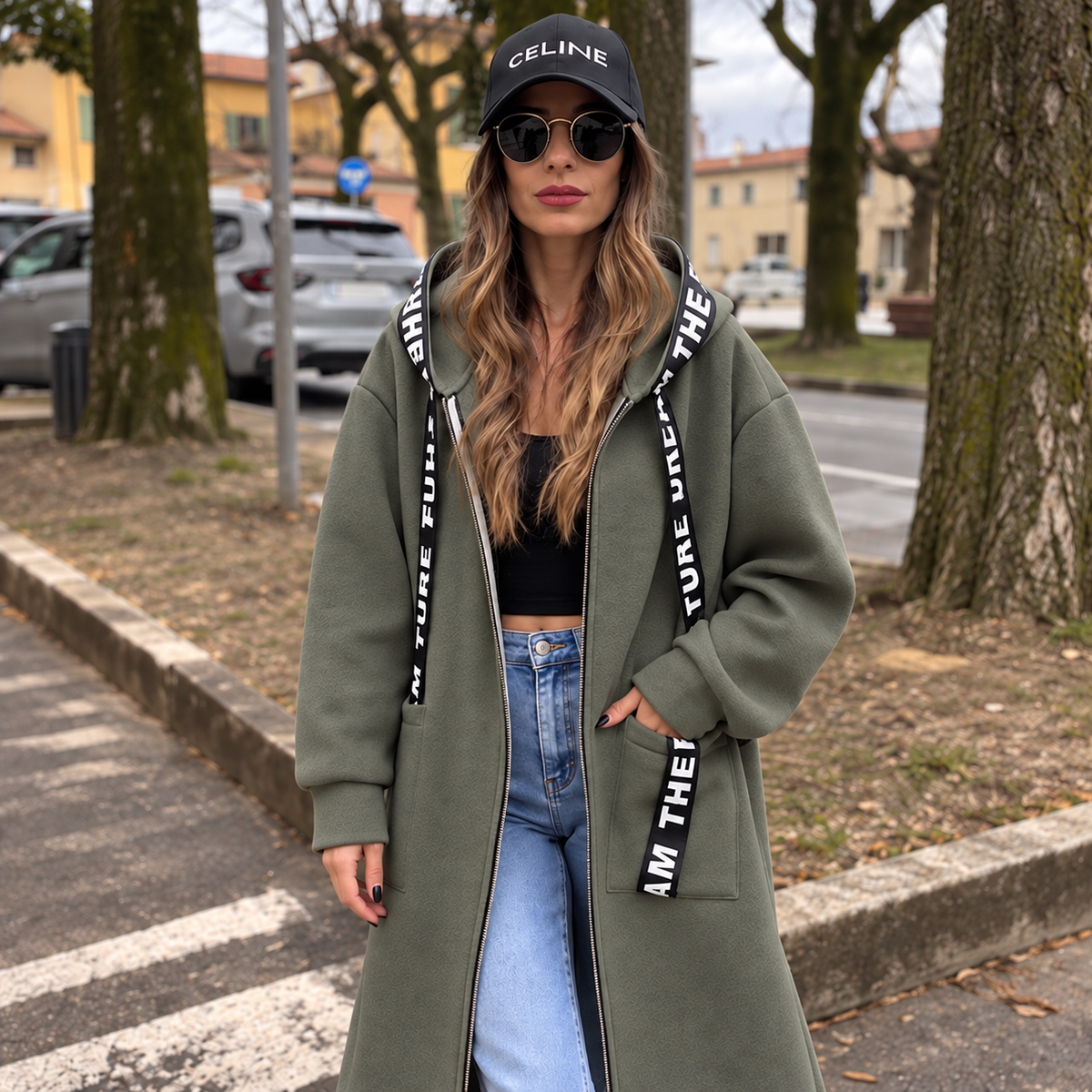 Cappotto oversize con cappuccio