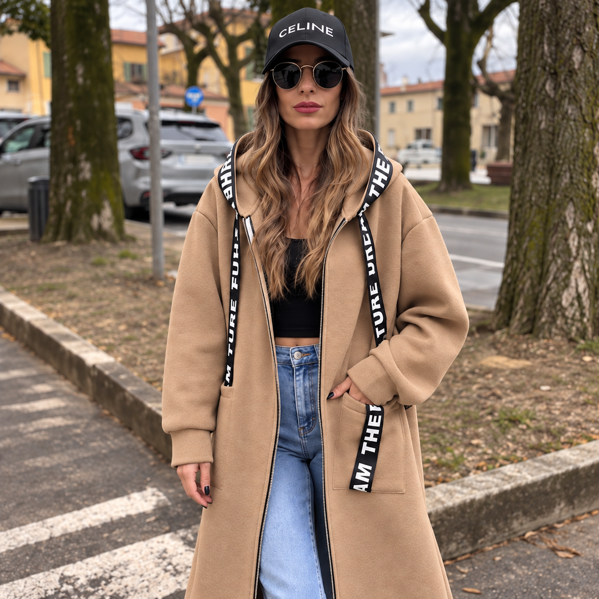 Cappotto oversize con cappuccio