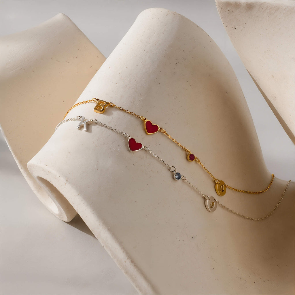 Collana personalizzata con cuore e iniziali, pietra natale e segno zodiacale