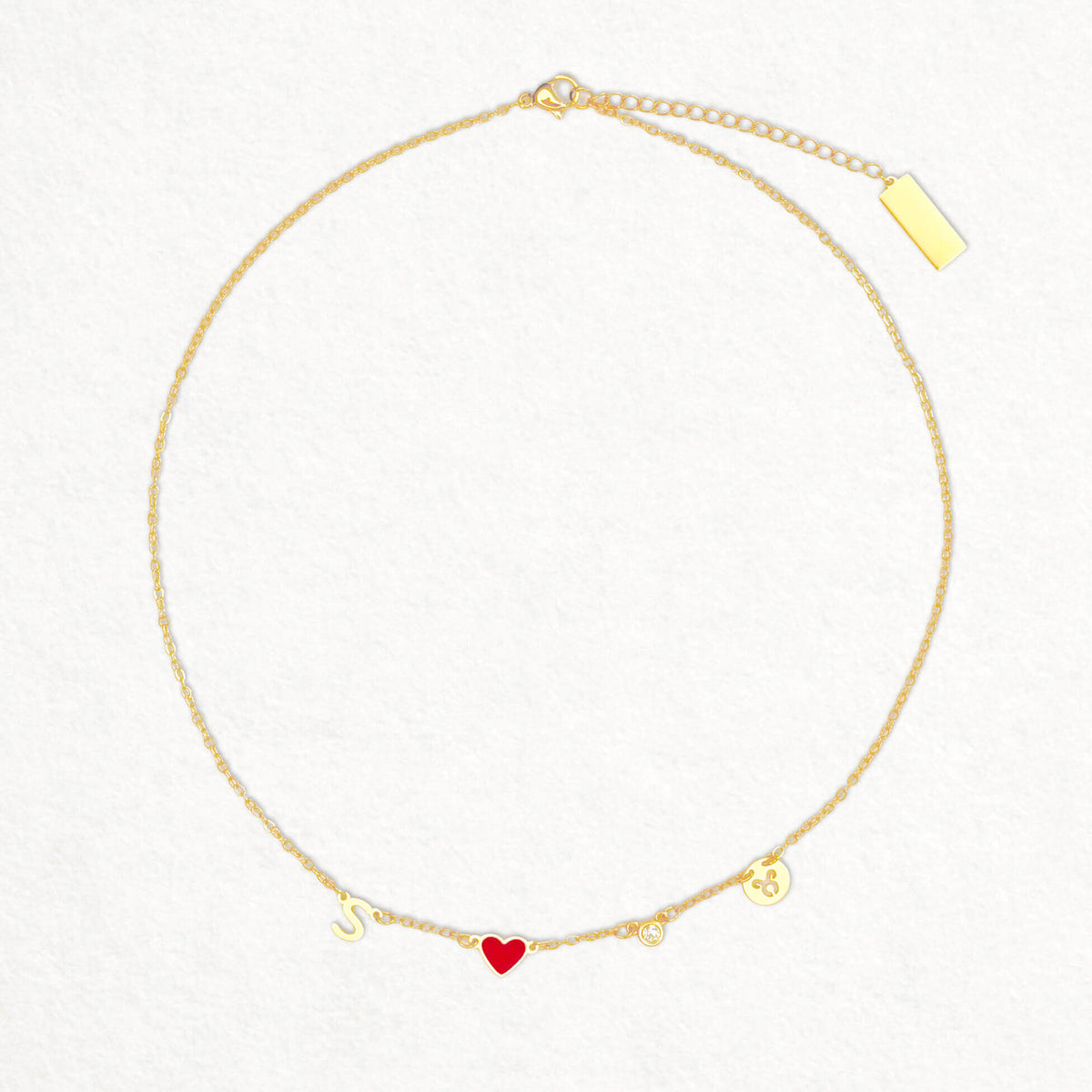 Collana personalizzata con cuore e iniziali, pietra natale e segno zodiacale