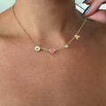 Collana personalizzata con cuore e iniziali, pietra natale e segno zodiacale