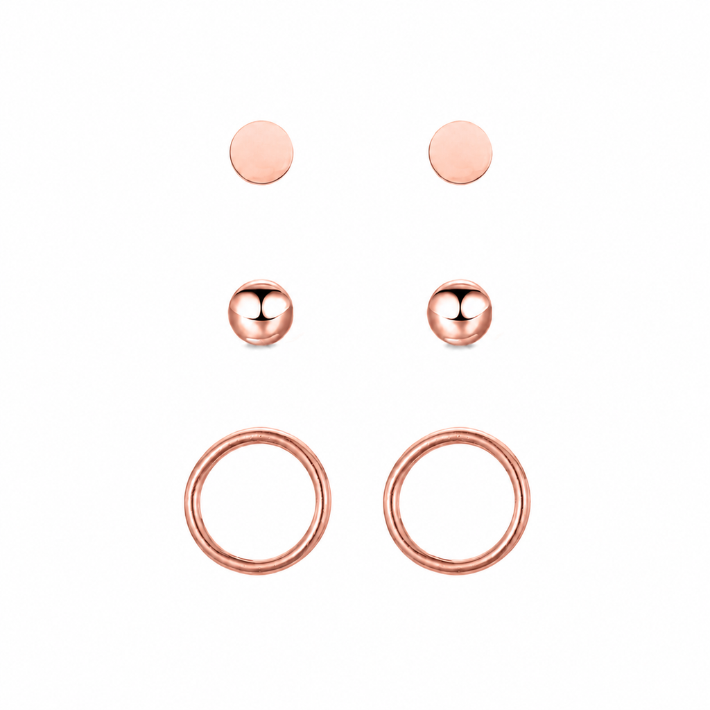 SET ORECCHINI CLASSICI CERCHIO SFERA DISCO DORATO