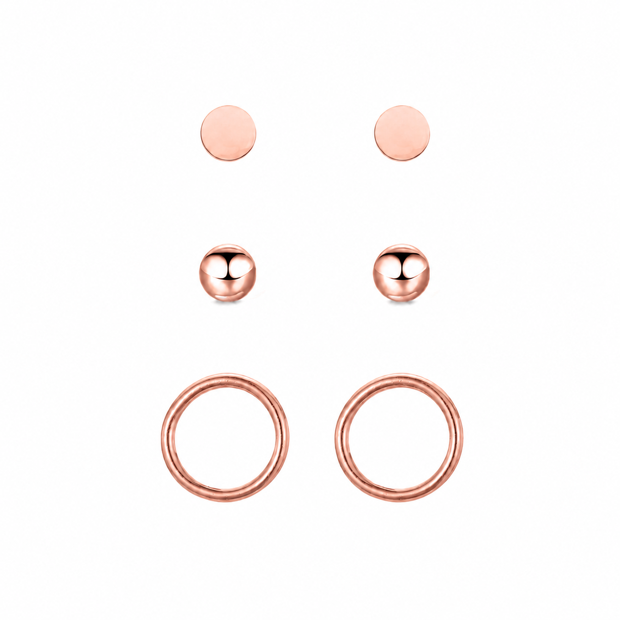 SET ORECCHINI CLASSICI CERCHIO SFERA DISCO DORATO