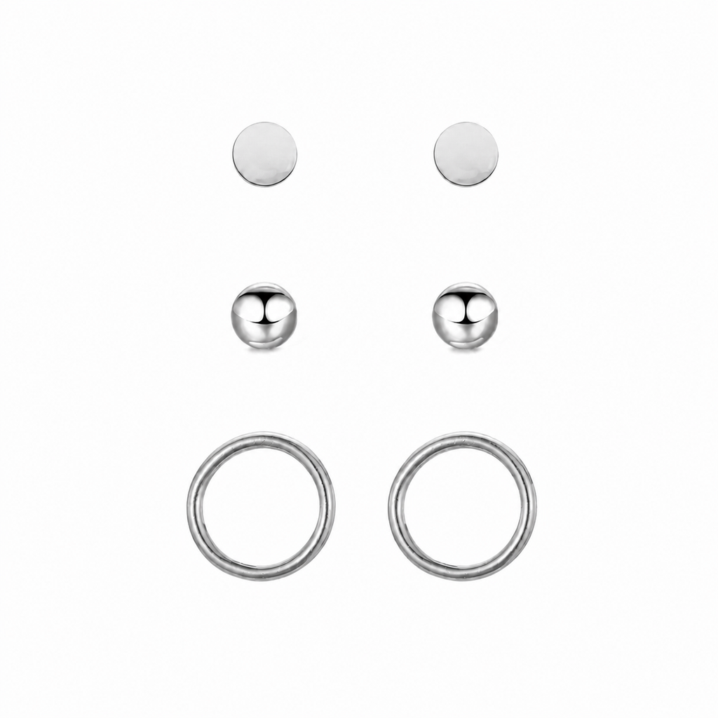 SET ORECCHINI CLASSICI CERCHIO SFERA DISCO DORATO