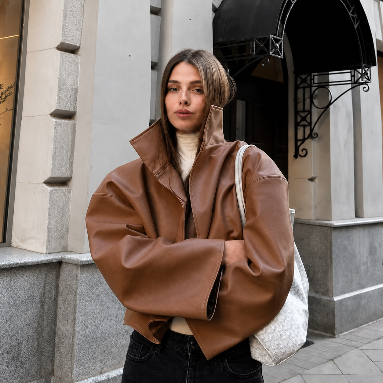 Cappotto da donna ampio a tinta unita