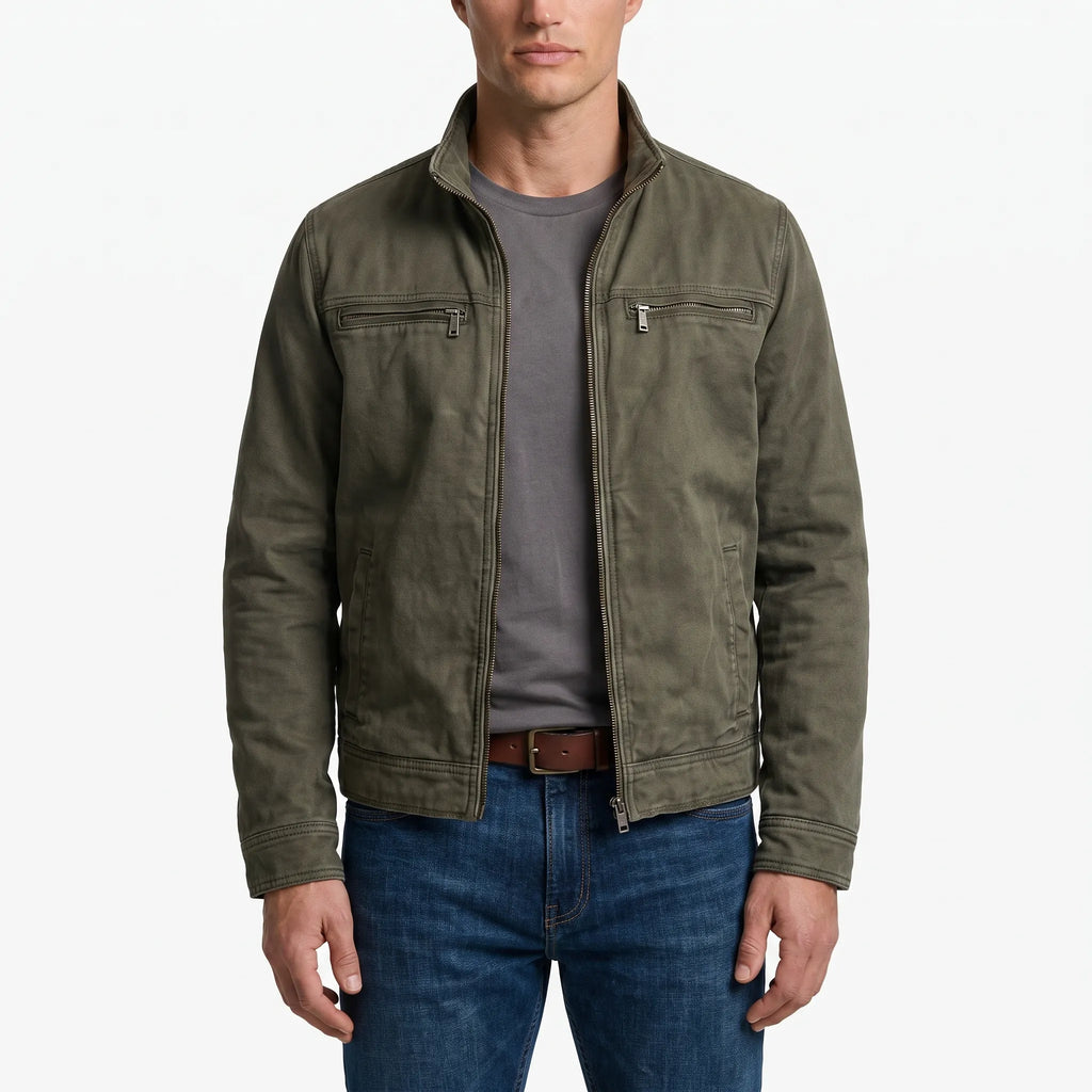Giacca Casual con Collo Alto e Zip