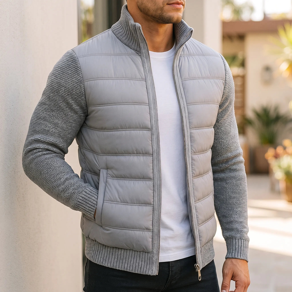 Modello Trapuntato con Maniche in Maglia e Zip