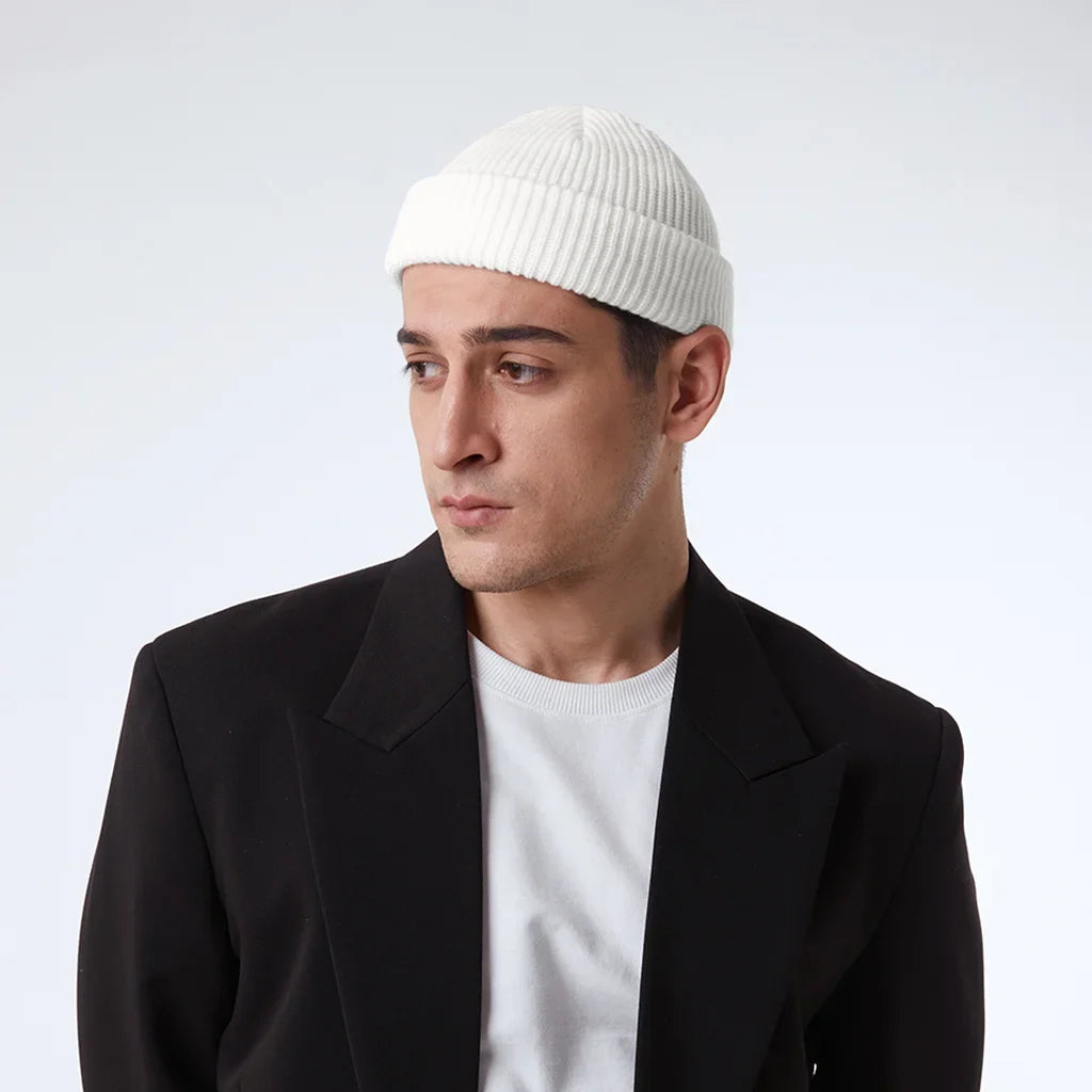 WHITE FISHERMAN BEANIE