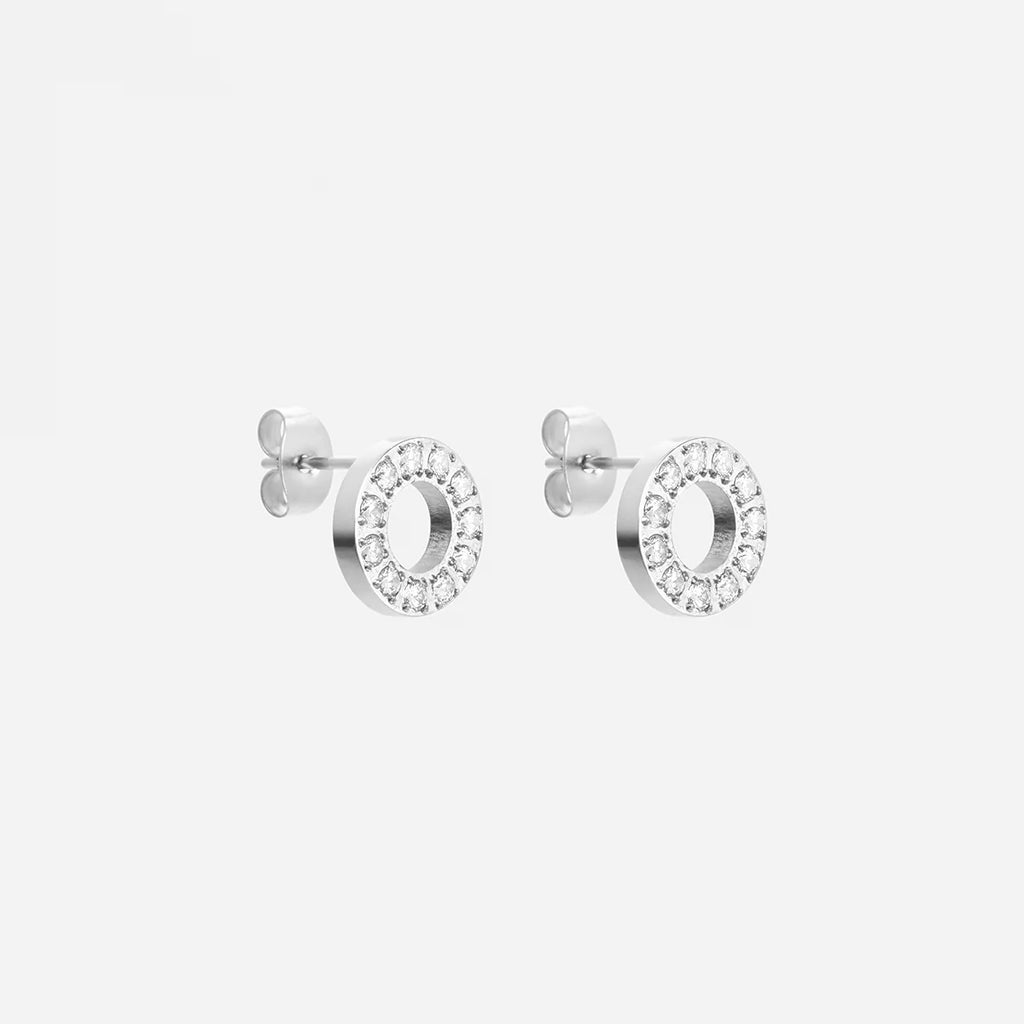 Orecchini a Cerchio con Zirconi 10 mm