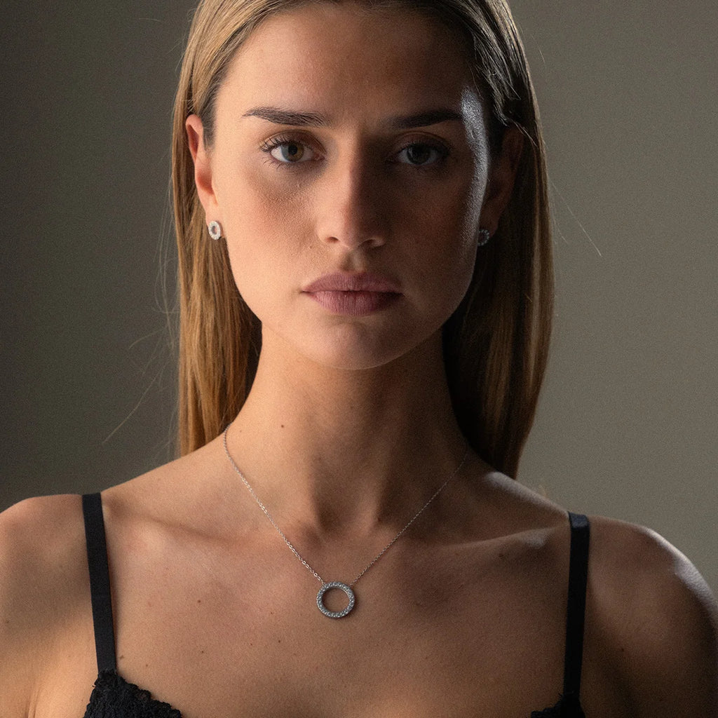 Collana a Cerchio con Zirconi 20 mm