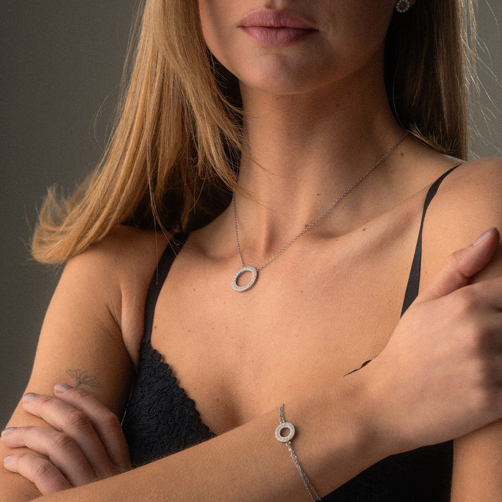 Collana a Cerchio con Zirconi 20 mm