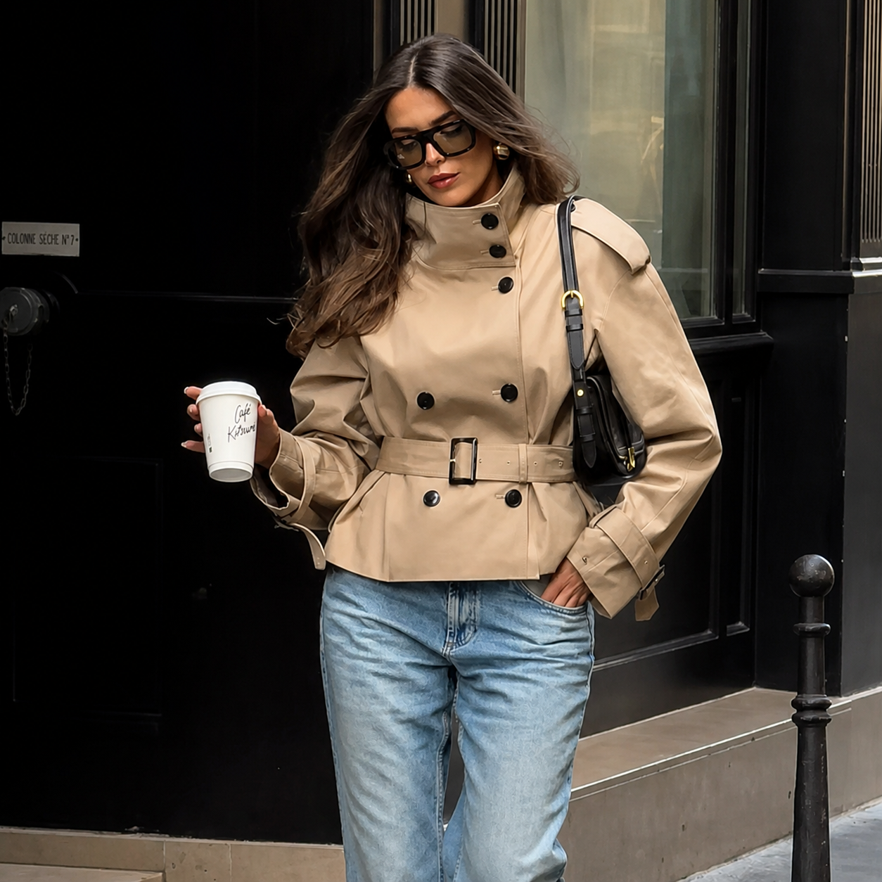 Giacca Trench Corta con Cintura