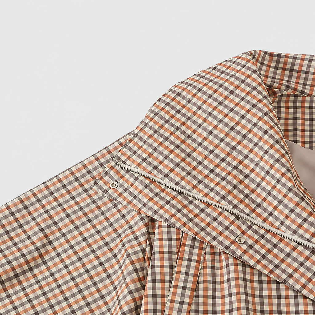 Giacca Oversize a Quadri con Colletto Ampio