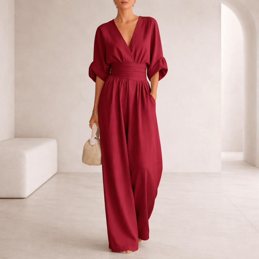 Elira | Essential V-Neck Wide-Leg Jumpsuit